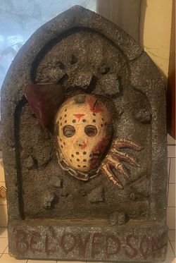 Friday the 13th, Jason Voorhees tombstone Halloween decoration