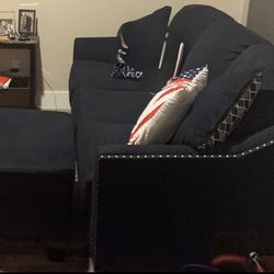 Dark Blue Pull-Out Sleeper Couch – $500 OBO