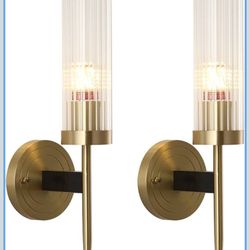 Plug in Wall Sconces Set of Two, Modern Wall Light Plug-in or Hardwired