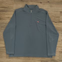 Tommy Bahama Shirt Mens XL Blue Island Zone 1/4 Zip Mock Neck Pullover Golf