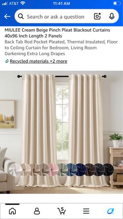 Blackout Cream Beige Curtains 40x96”