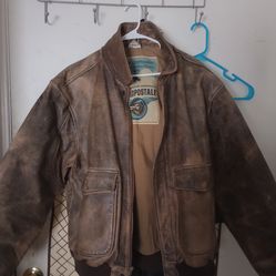 Vintage Aeropostale Compagnie Generale Bomber Brown Leather Jacket