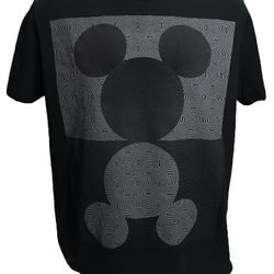 Disney Mickey Mouse Silhouette Hypnotic Patterns Black T-Shirt Abstract Design