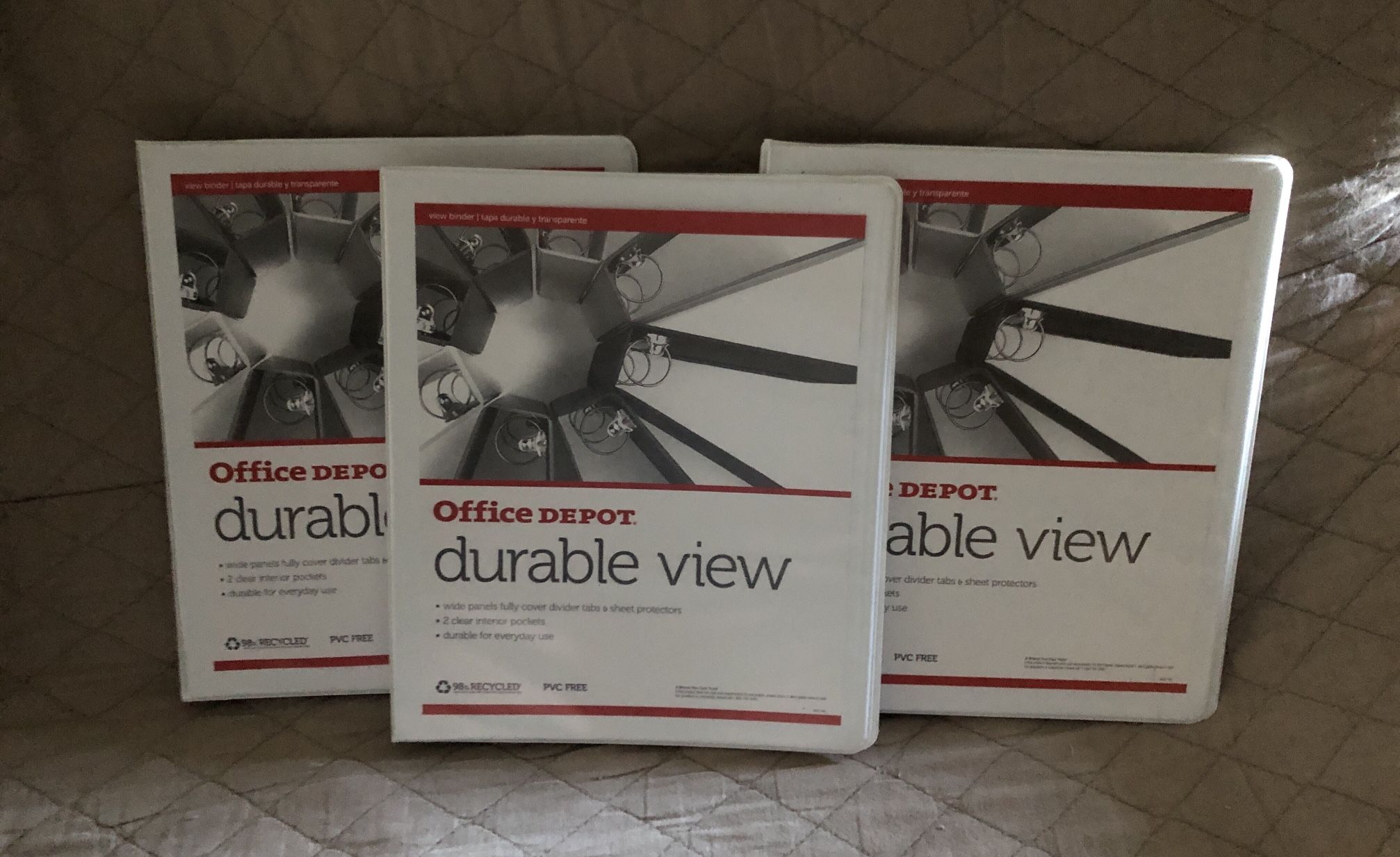 New Office Depot durable view 1/2 inch binders.