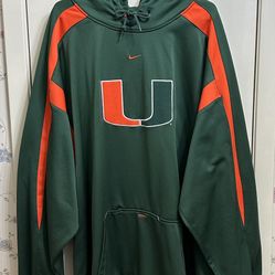 Vintage Nike Team Fit Therma University Of Miami Hurricanes Hoodie Size 4XL