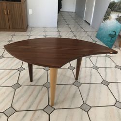 Unique Table In The Shape Of Surf Board , Solid Wood 37”x21.5” Nothing Like It Art In Furniture Signed By Studio That Made It
