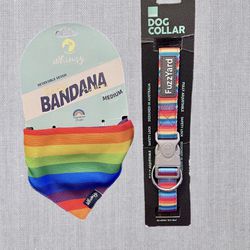 Rainbow Dog Collar L & Bandana Collar M