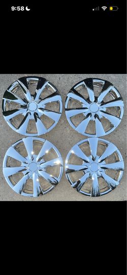 2K 904 15” Chrome Silver Hubcaps Wheel Covers Set of 4 Universal Snap-On