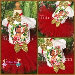 Moana Baby Birthday Tutu Red and Gold Outfit Set