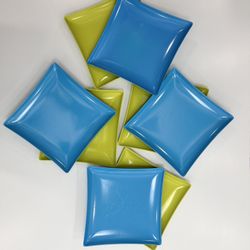 8 Melamine Blue & Green 10 In. Dinner Plates, Pool, Camping Outdoors, Rv