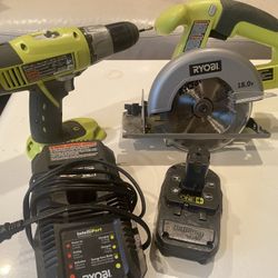 Ryobi Drill And Saw With Bags