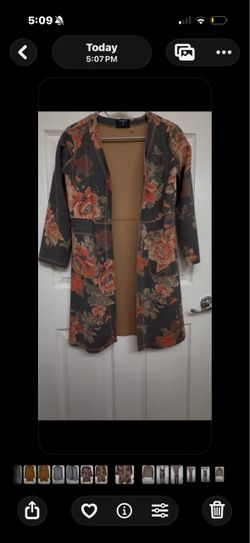 Tahari orange and gray floral print cardigan in XS