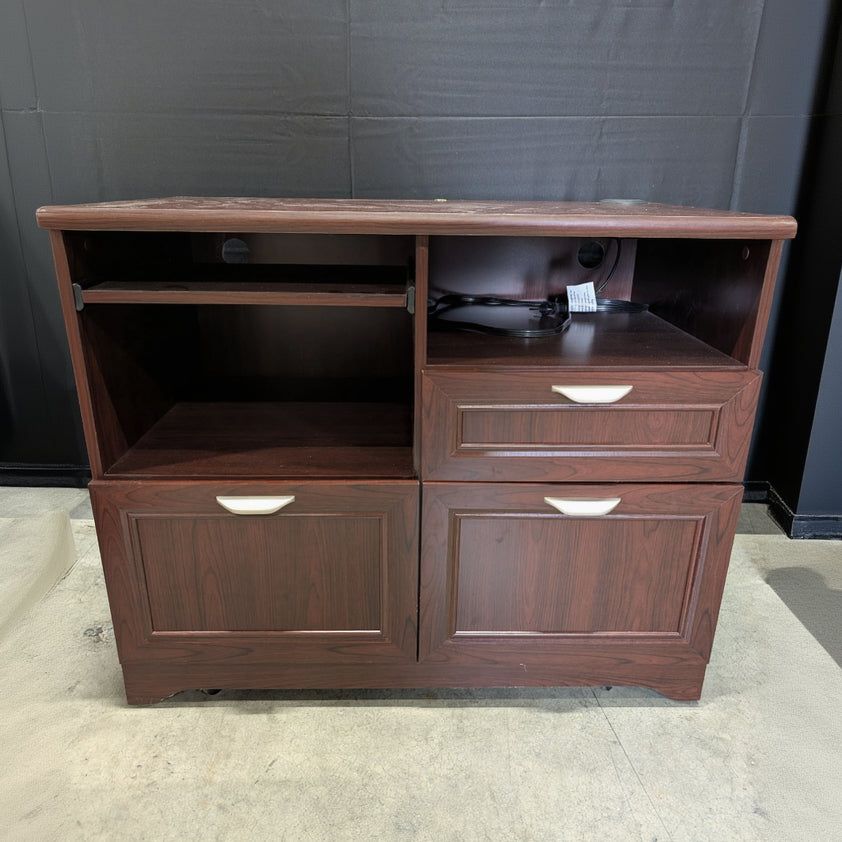 Compact Dark Cherry Finish Desk with USB