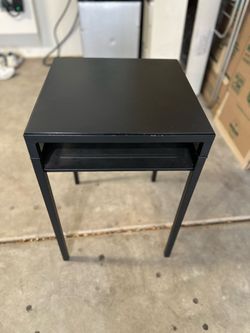 Black Metal Side Table with Lower Shelf