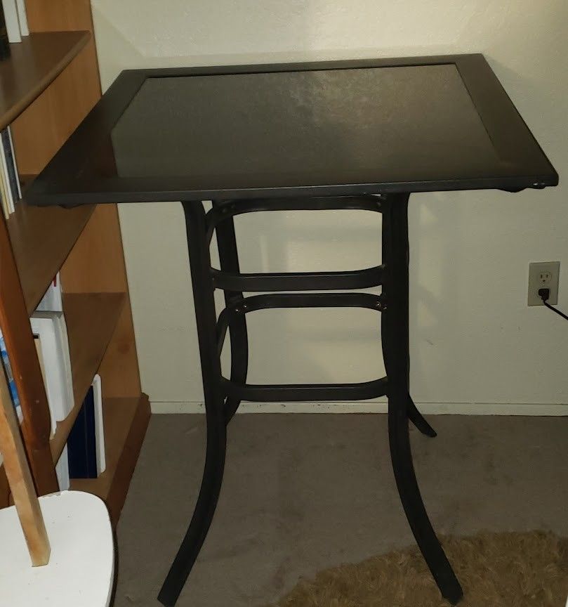 Square Metal/Glass Top Dining Table