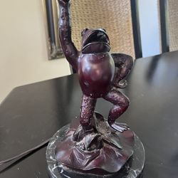 Marble And  Glass Frog Table Lamp