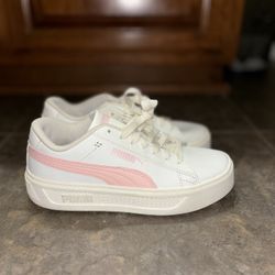 Pink & White Puma Sneakers