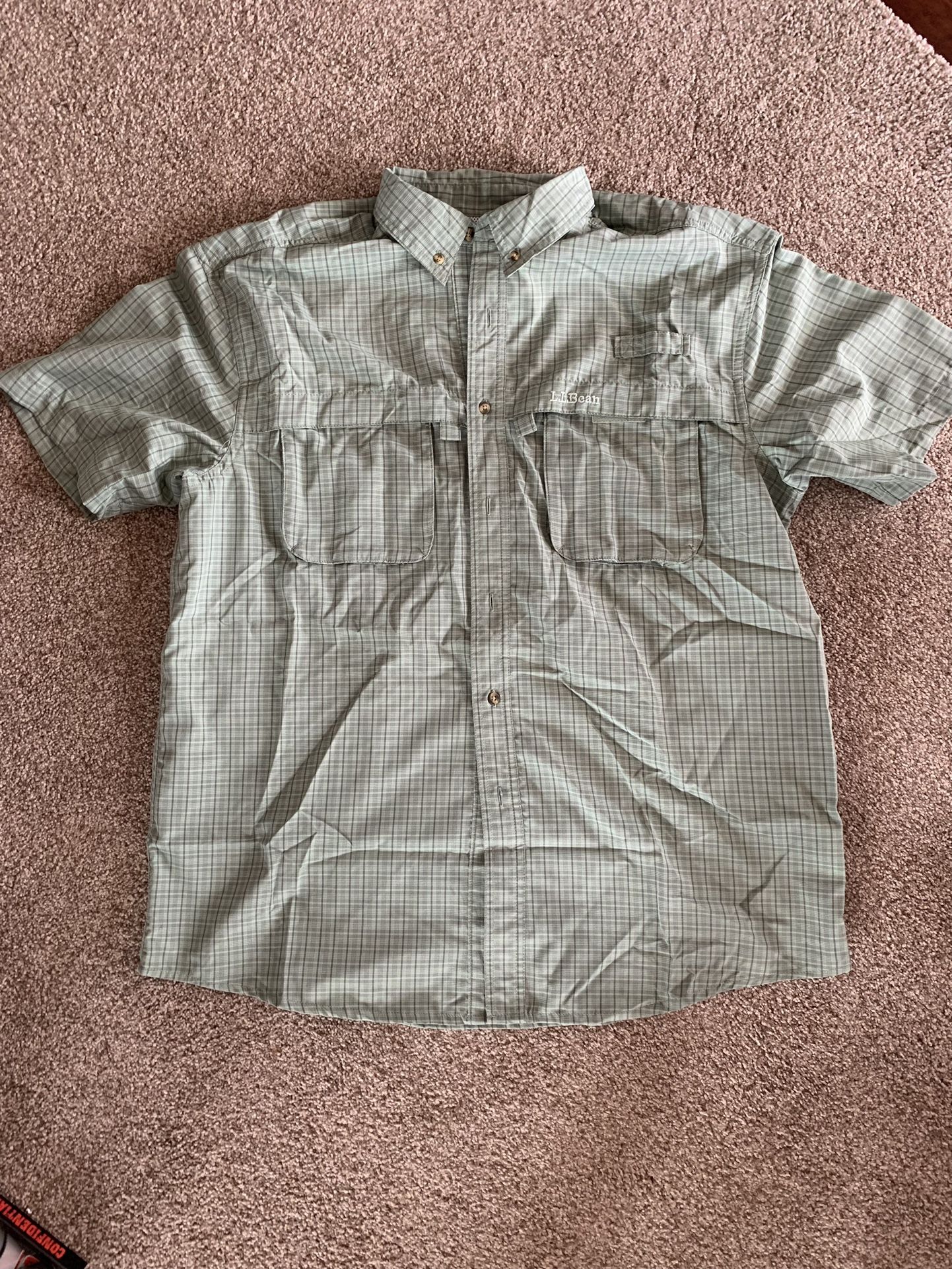 NEW LL Bean Mint Green Fishing Shirt (large)