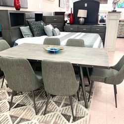 Ramsey Gray Dining Room Set / Dining table and Chairs 