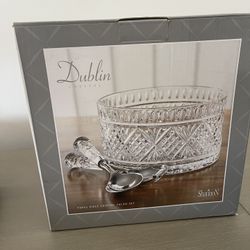 GODINGER BY SHANNON 8.5 inch DUBLIN LEAD CRYSTAL 3 PIECE SALAD BOWL SET