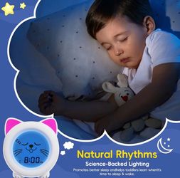 TODDLER SLEEP TRAINING NIGHT LIGHT CAT CLOCK