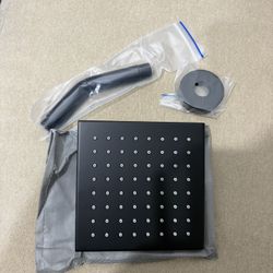 Vanfoxle 6 inch shower head with arm Wall mount Matte Black Angled Showerhead