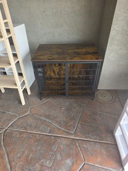 Rustic Wood & Metal Dog Kennel / Console