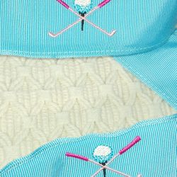 Womens  Med ELIZA B Golf Themed Belt D Ring RIBBON BELT Light Blue Adjustable
