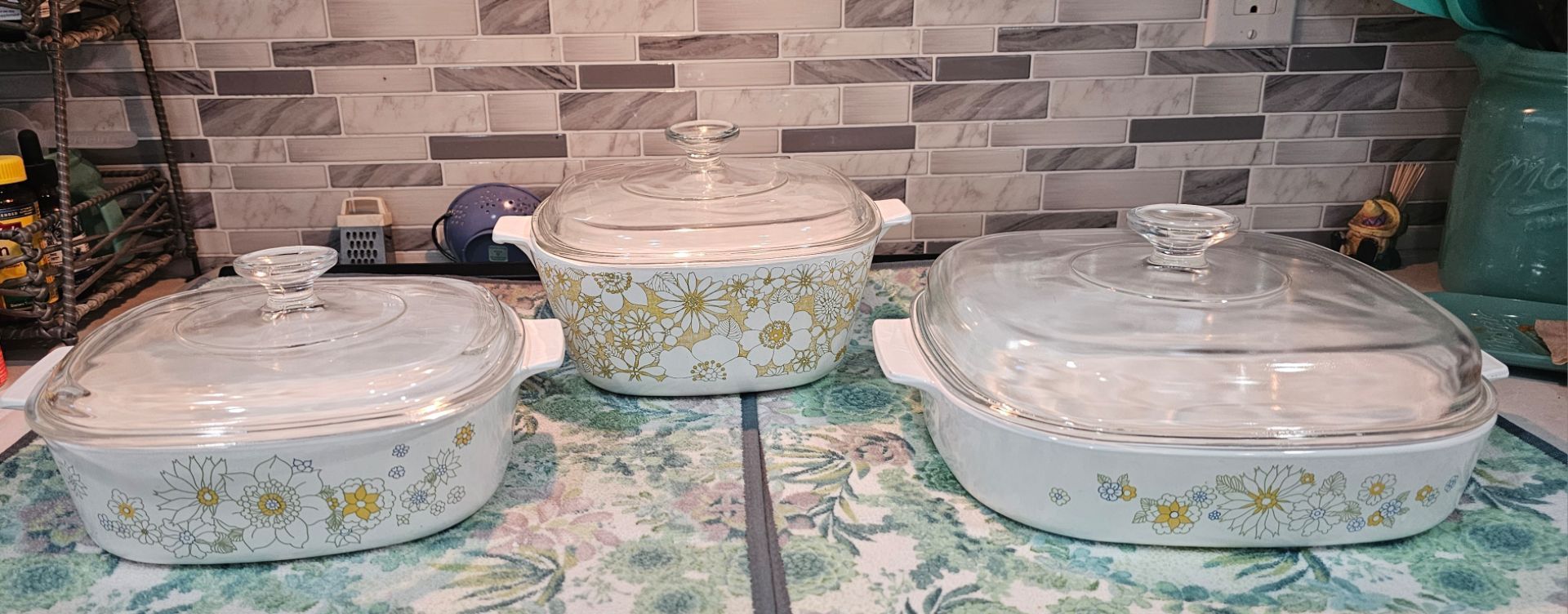 Vintage Corning Ware Floral Bouquet lot