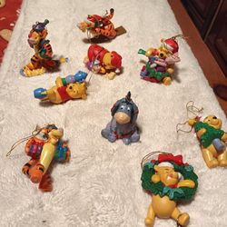 Vintage Winnie The Pooh Christmas Ornaments ( Set Of 9)