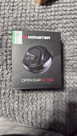 Monster AC330 Open Ear Headphones, Bluetooth 5.4 Wireless Earphones with Clear Calls, Stylish Swivel Case with Lanyard, Type-C Charging, Comfortable F