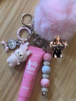 Pink custom Labubu with beauty creation