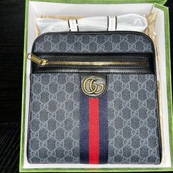 Gucci GG Supreme Ophidia Small Crossbody Bag – Black/Gray Monogram with Web Stripe