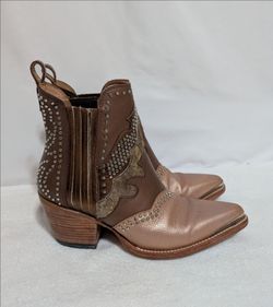 Mezcalero 'Chiara' Western Ankle Boots Size 10 Studded Cowhide
