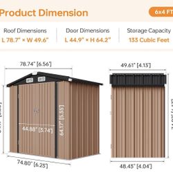 6x4 FT Outdoor Storage Shed with Base