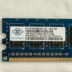 Nanya 1GB DDR2-800MHz PC2-6400U desktop memory - NT1GT64U88D0BY-AD 