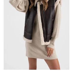 Brown And Cream Bomber Vest NWT