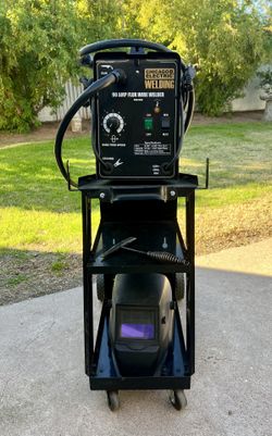 Welder Chicago Electric Welding 90 AMP Flux Wire Welder AND 3-Tier Welding Cart! Both in EXCELLENT CONDITION-Includes Welding Chipping Hammer + Helmet