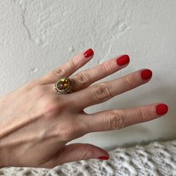 Citrine Diamond Engagement Ring 