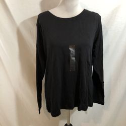 Northcrest Black “Layering Essentials” Long Sleeve Top - Womens L, NWT, Bust 22”
