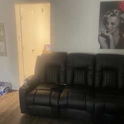 Leather Black Couch 