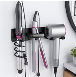 Wall Mount Hair Tool Organizer, 3-in-1 Metal Hair Dryer Holder for Curling Iron