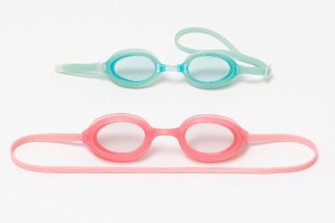 Lot of 2 Kids Swimming Goggles – Pink & Aqua – Adjustable Strap – Gently Used
