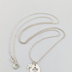 Delicate 925 Silver Cut Out Cross Pendant Necklace 18"