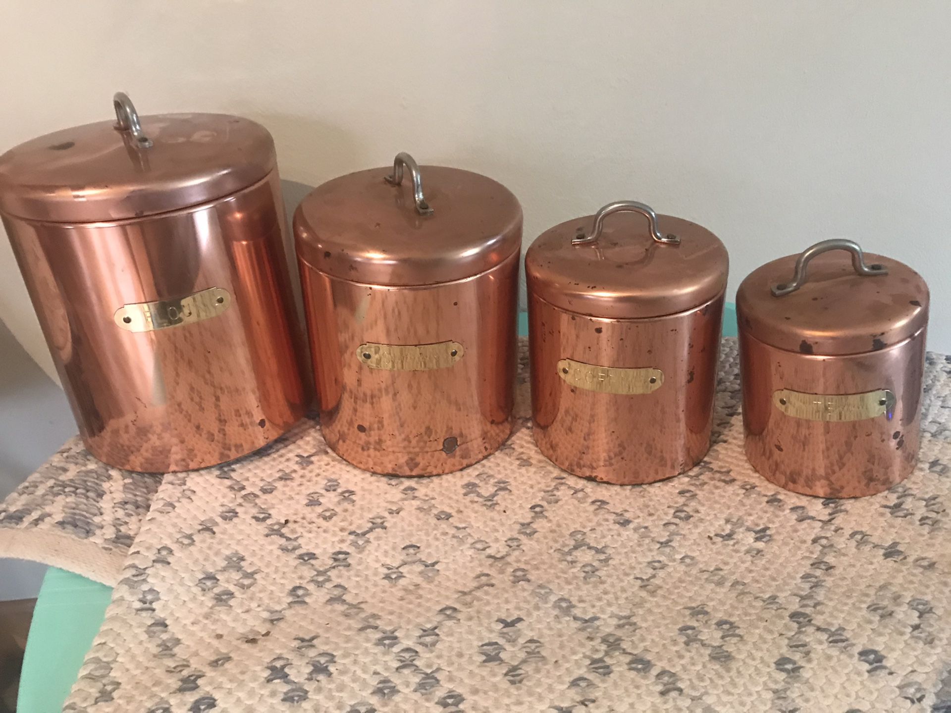 Vintage 1960s Copper Cannister Set -45.00