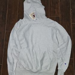 Champion Pull-over Hoodie, Reverse Weave, Grey - Size Small