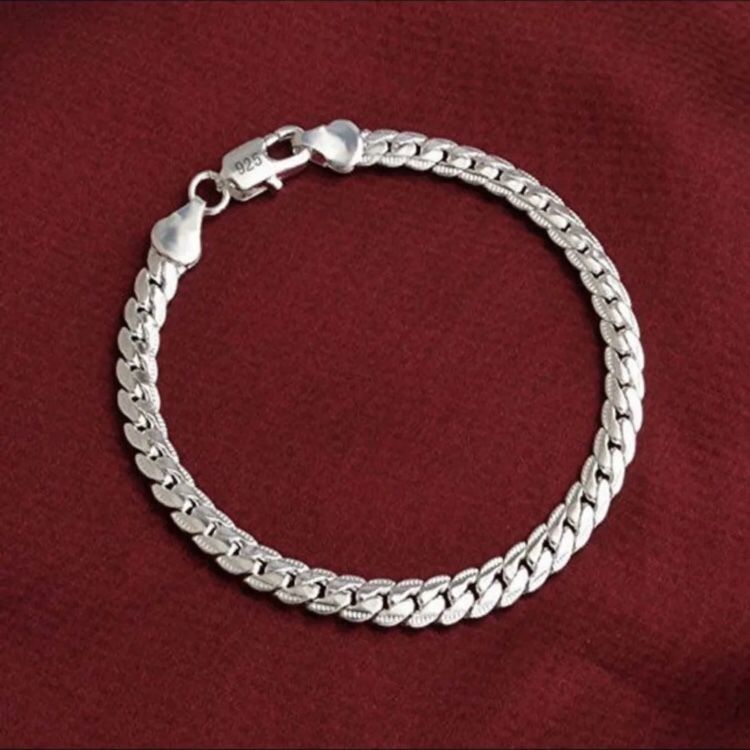 Sterling silver plated 925 stamped 7.78in 10g 5mm unisex bracelet bangle jewelry accessory