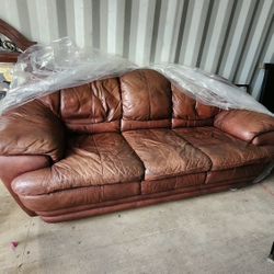 Brown Leather Couch NEED GONE ASAP 