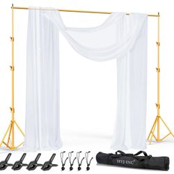 HYJ-INC 10x10Ft Photography Backdrop Stand - Titanium Gold, Adjustable Backdrop Stand For Parties, Photo Back Drop Stand, Background Support Stand Wit