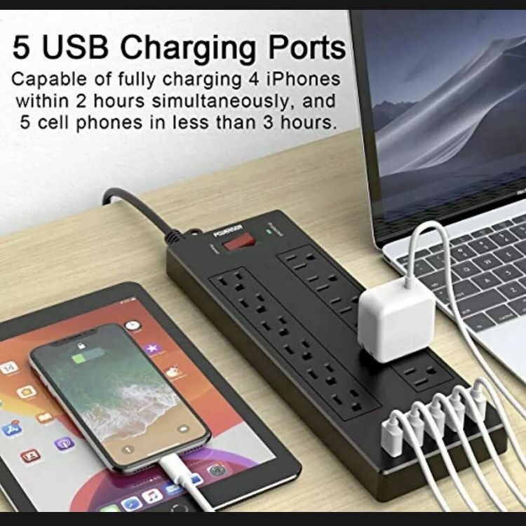 Poweriver 12 Outlets With 5 Usb Ports Power Strip Model Pw-403